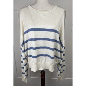 Thread & Supply 2X Oversized Sweater Ivory Blue Stripe Slouchy Knit Comfort Soft